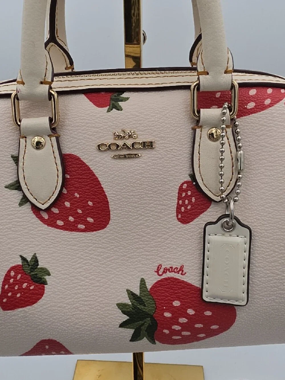 Coach Cream Strawberry Print Limited Edition Mini Crossbody Satchel (EUC)✨️🍓✨️